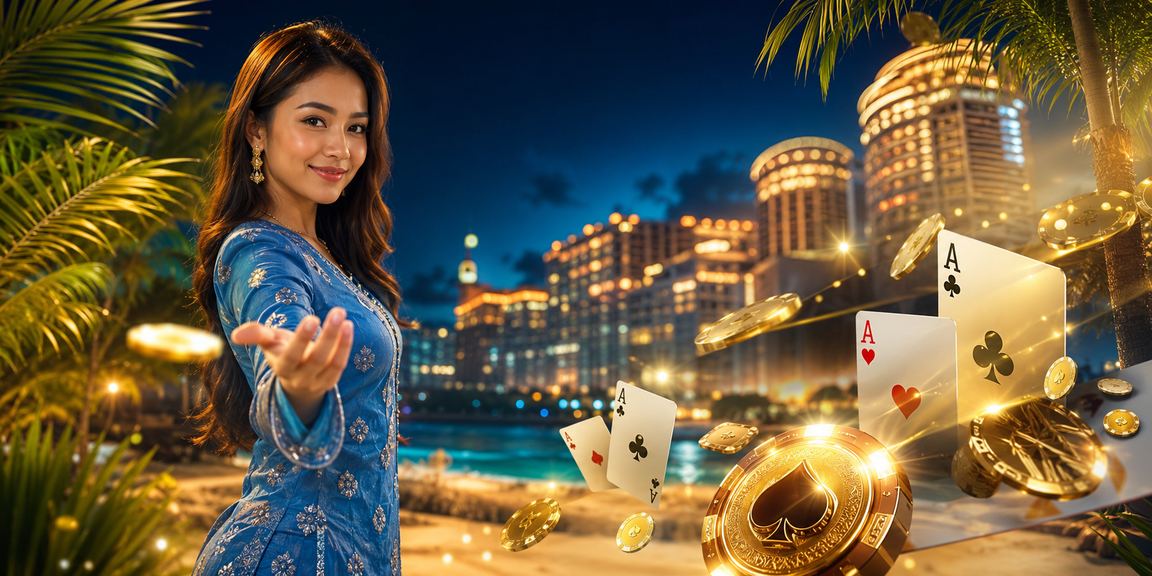 Pemain menikmati pengalaman permainan premium easywin77 di Genting Highlands dengan pakaian baju kurung