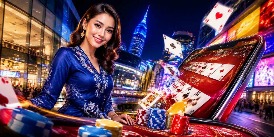 Pemain bermain permainan kad dan slot di easywin77 melalui telefon di Kuala Lumpur
