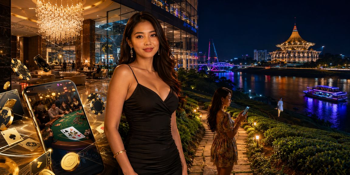 Paparan permainan poker dalam talian dengan antaramuka moden di Kuching