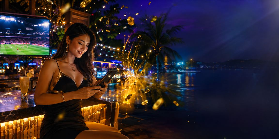 Pemain mengakses permainan kasino dan pertaruhan bola sepak easywin77 di Langkawi melalui telefon